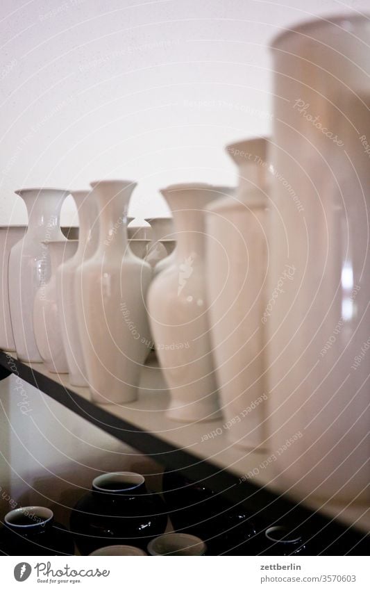 vases Exhibition Crockery Household Pottery Porcelain urban Vase Load shank assortment shape design White annaburg Historic Industry Museum