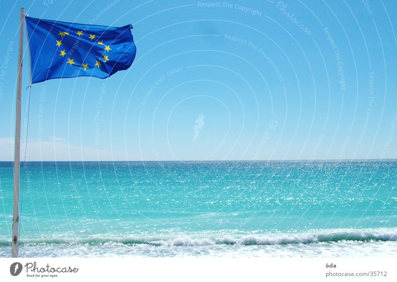 European single flag Flag Ocean Beach Obscure Côt d'Azur Vantage point Sun