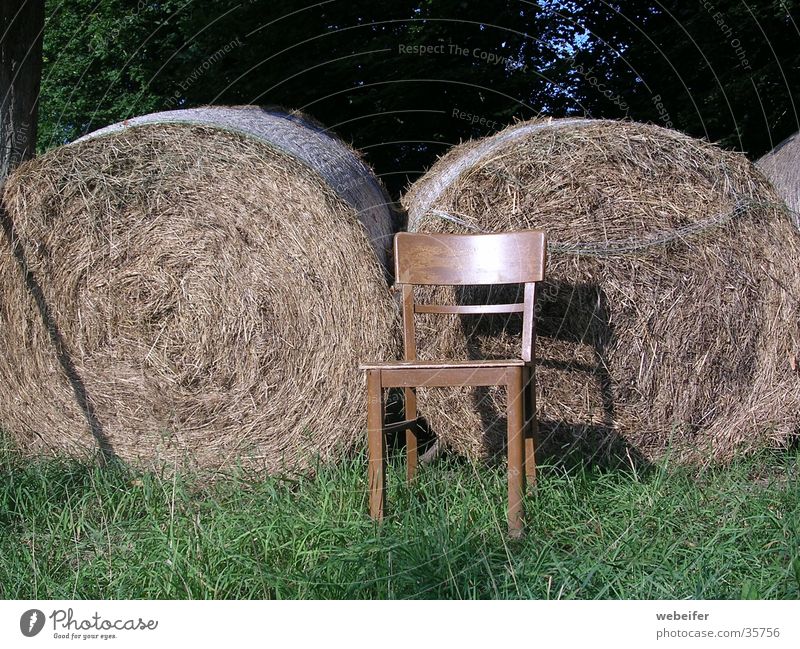 summer idyll Straw Bale of straw Summer Calm Farm Chair Idyll Relaxation Sun