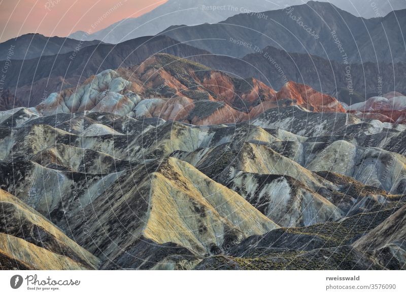 Monoclinic-Limestones landform from Colorful-Clouds Observation Deck. Zhangye Danxia-Qicai Scenic Spot-Gansu-China-0905 Zhangye Danxia National Geological Park