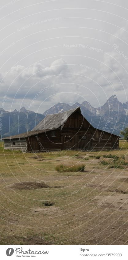 mormon house in USA  grand teton  national  park cabin famous peaceful hole destination country traditional jackson hole ranch mormon row religion background