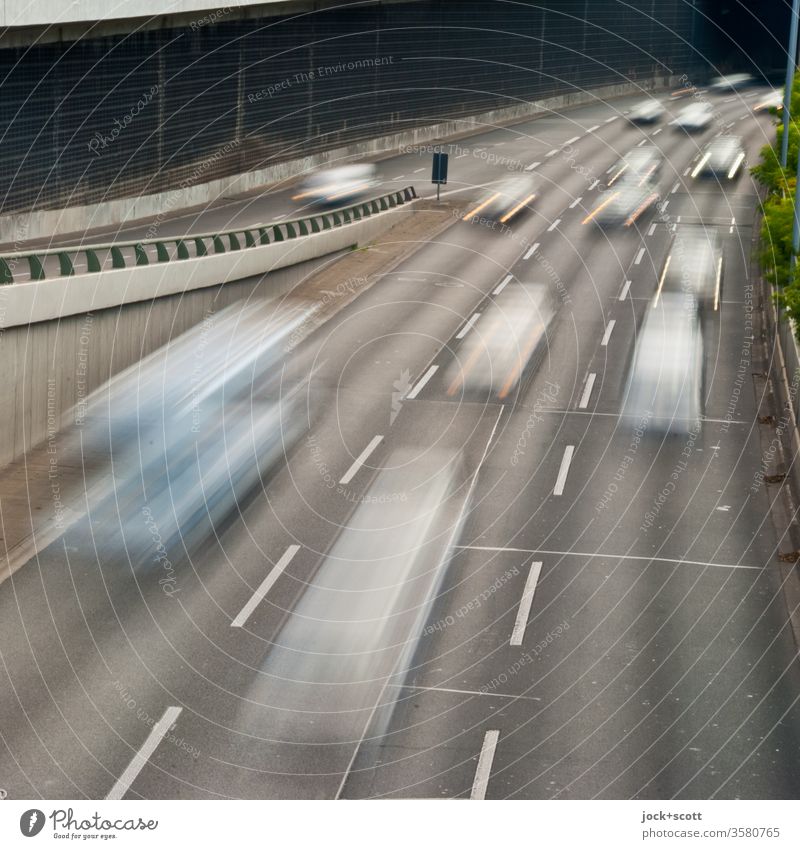 free city highway for free citizens Vehicle Rush hour Road traffic Means of transport Traffic infrastructure Car Speed motion blur Mobility Long exposure