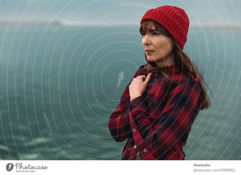 It's getting cold woman portrait lake serene nature relax landscape hipster travel fashion traveler face relaxing beach lifestyle young water caucasian alone
