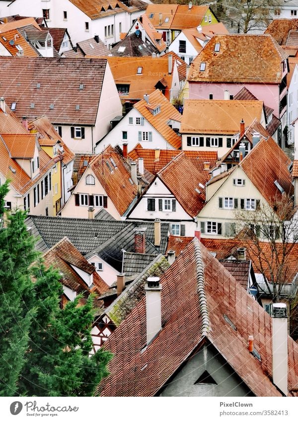 Old Town of Tübingen City Architecture Building Old town Old building Colour photo Travel photography Tourism Vacation & Travel Roof Facade Culture Historic,