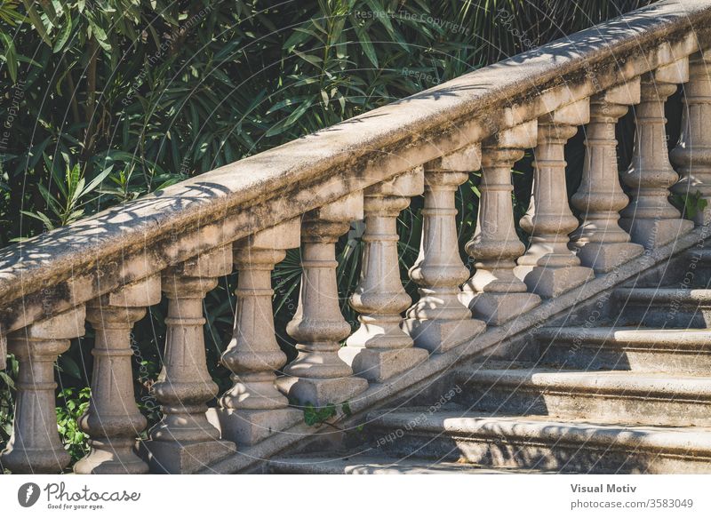 Stone balustrade in neoclassical style stone abstract outdoor exterior century outdoors step authentic urban park leaves nature natural botanic botanical botany