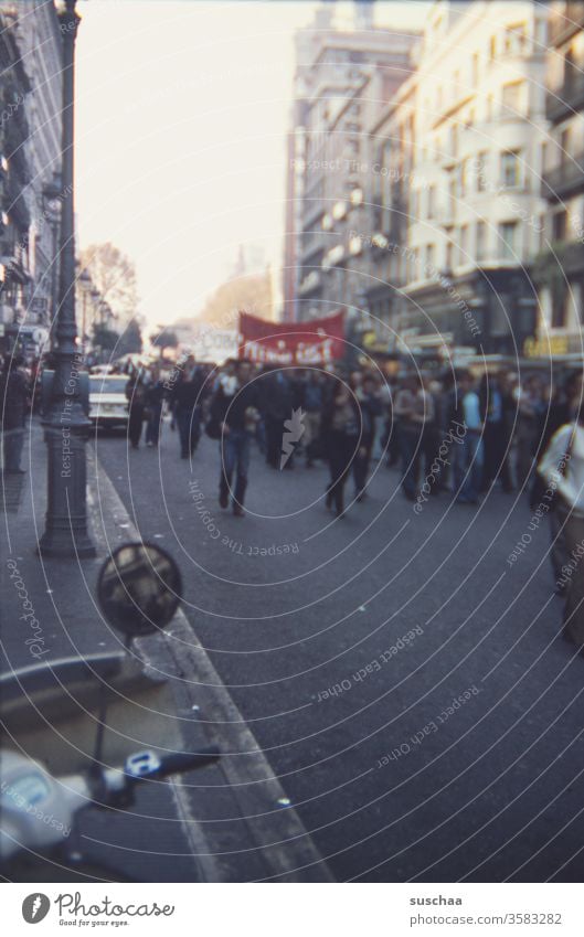 70s demo; probably in spain; old slide recording 1970s Slide recording Old Retro real Demo contemporary document History of the Generation 68 demonstrate people