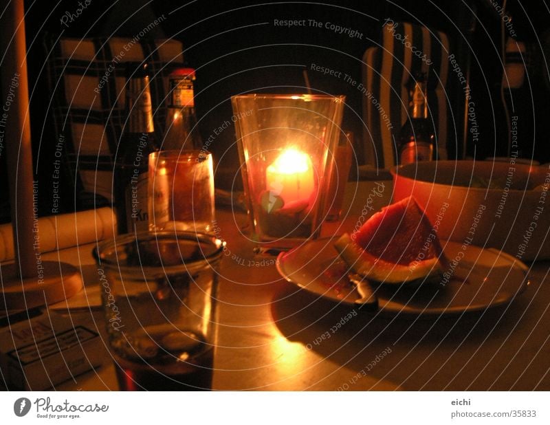 Wine merry! Barbecue (apparatus) Dark Beer Night Candle Candlelight Table partx Evening Glass