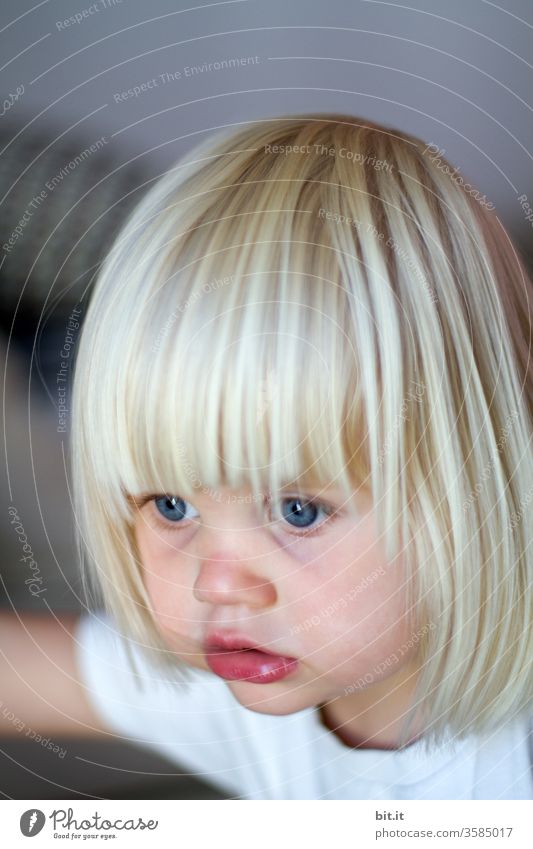 girl Child Small Toddler Blonde Infancy Laughter portrait Playing Joy 1 - 3 years Cute smile astonished Surprise Caution cautious Curiosity inquisitorial Marvel