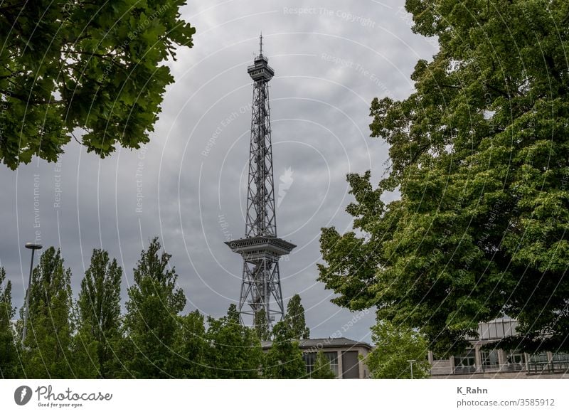 Berlin Radio Tower Antenna background Blue Town famous German Gray Old Spark Sky Steel structures Summer television Tourism travel view