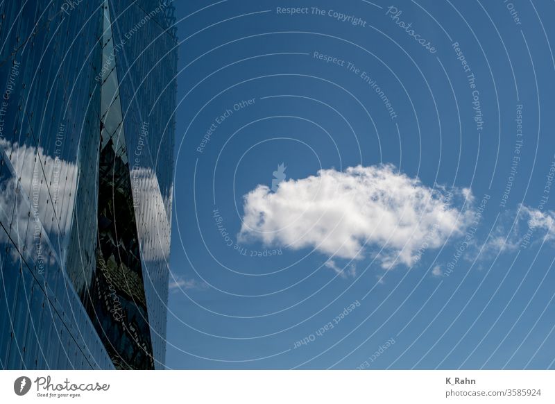 Clouds reflected in glass facade Architecture Blue built Glass House (Residential Structure) office Concrete Sky Business Window Tall Industry Construction
