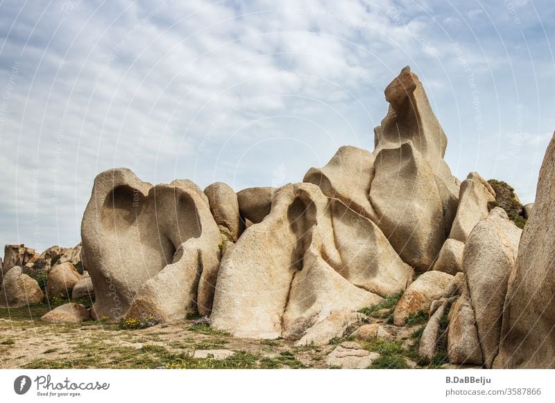 Capo Testa -Sardinia - bizarrely shaped impressive granite rocks in the Valle di Luna. The paradise for the 68ers . Rock Bizarre Granite Generation 68 Hippie
