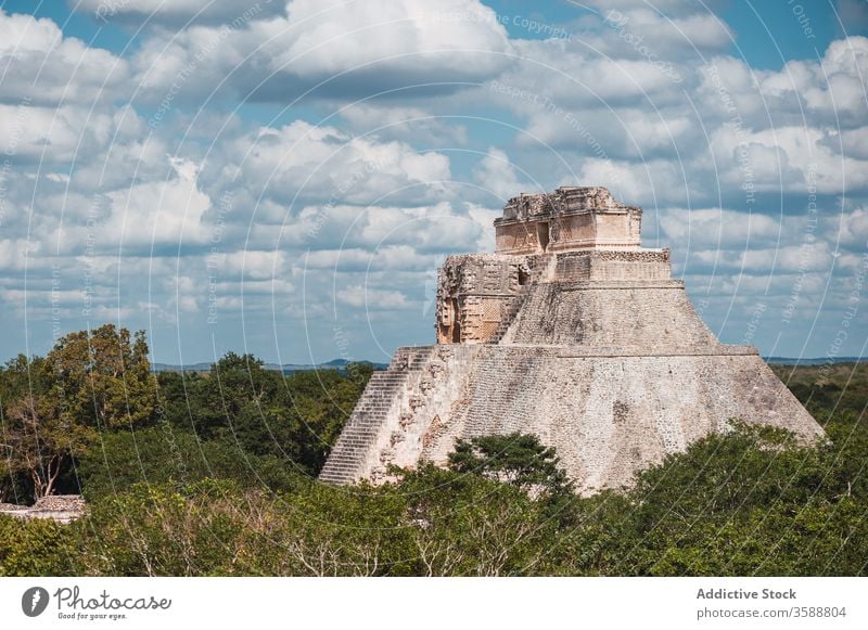 Ancient pyramid temple in lush green foliage chichen itza mexico ancient el castillo history sacred majestic civilization travel stone step kukulcan sightseeing