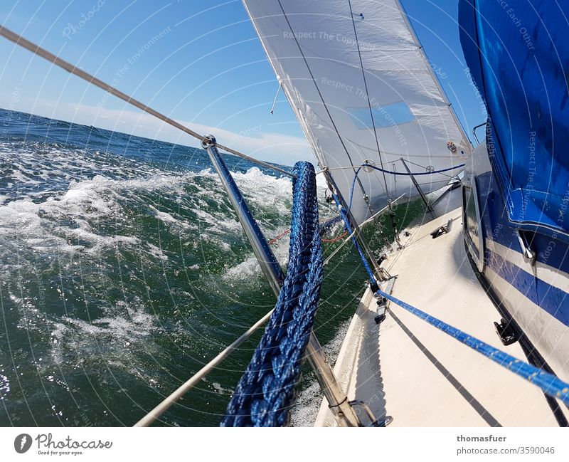 sailboat sailing on the sea, spray, sailing sun Sailboat seafaring Baltic Sea Water Sky Ocean Vacation & Travel Freedom Adventure Yacht Sailing ship