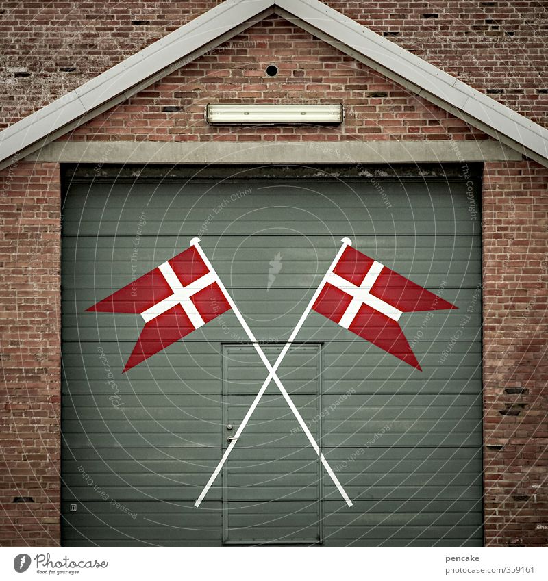 Rømø Dannebrog. Culture Denmark Village Port City Gate Building Facade Door Sign Flag Resolve Fairness Independence Reliability Safety Attachment Indicate Cross
