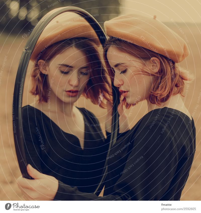 mirror image Woman Mirror Mirror image Meditative look at Beauty & Beauty mirror mirror mirror cap