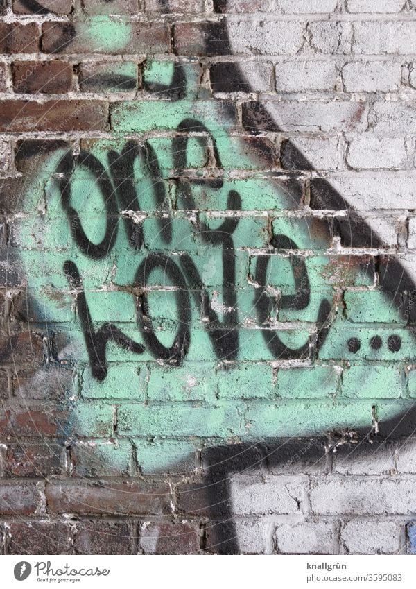 One Love... Graffiti Emotions Infatuation Romance Exterior shot Wall (barrier) Wall (building) Colour photo Subdued colour Characters Deserted Day Close-up