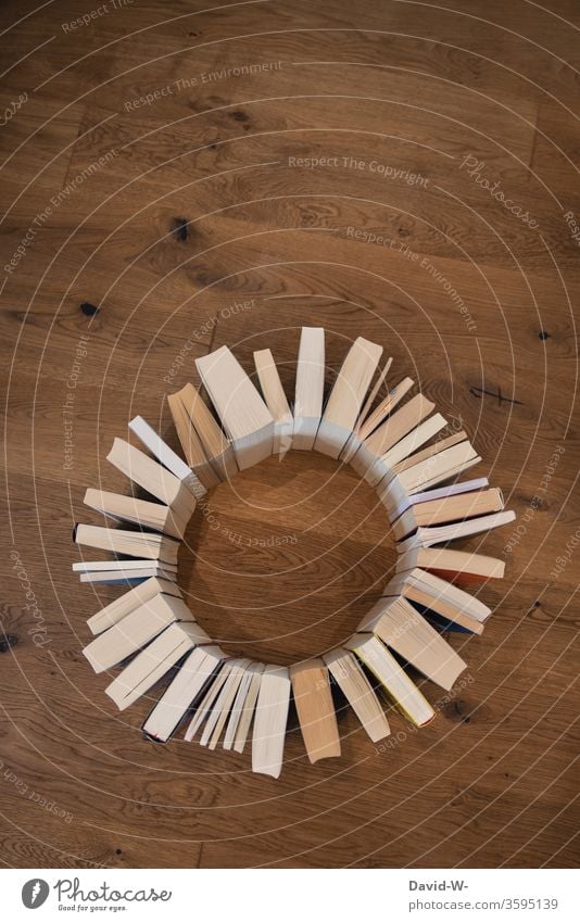 Book circle - books form a circle book circle Reading Education formed Study Parquet floor wooden floor Page Academic studies School Colour photo Wisdom Library