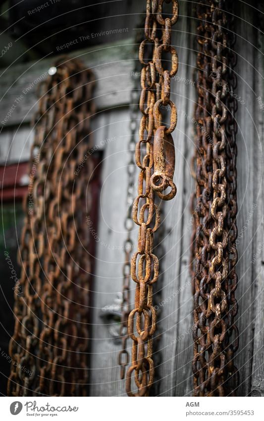 old rusty iron chains stored in an orderly way Abstract aged background Barn Brown Chain Chained up Close Close-up Connection corrode Corrosion Detail Dirty
