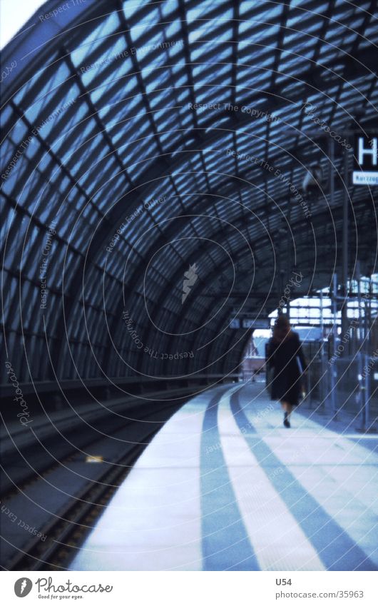 longing Woman Railroad Arrival Future Platform Berlin Hauptbahnhof Architecture Train station Wait