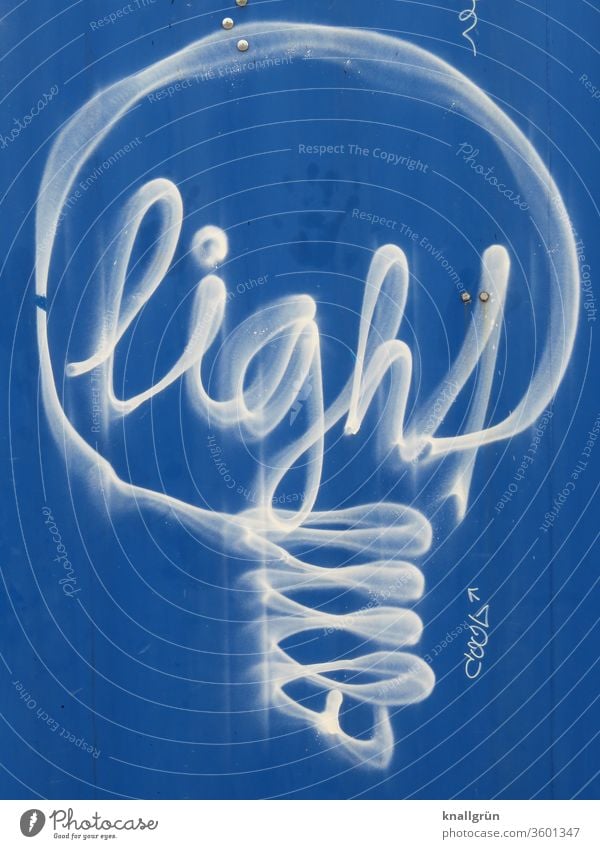 light Graffiti Electric bulb Art Light Lighting Bright Lamp electricity Technology Colour photo Blue White Letters (alphabet) Word letter Typography Language
