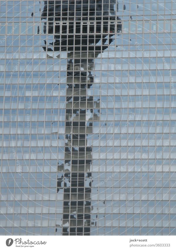Time for reflection from the television tower Reflection Silhouette Landmark Berlin TV Tower Sharp-edged Modern Structures and shapes Subdued colour Glas facade
