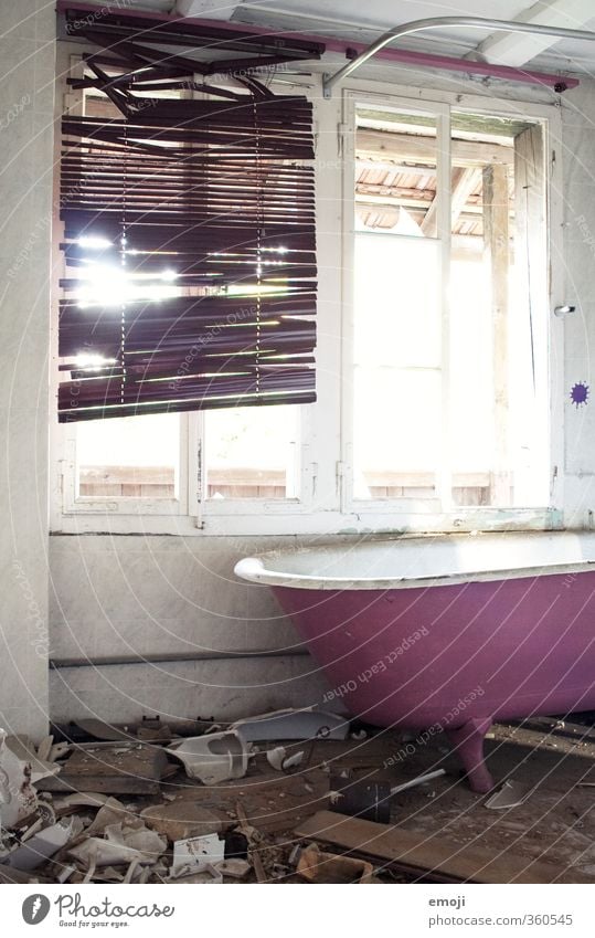 PINk House (Residential Structure) Hut Wall (barrier) Wall (building) Window Bathtub Screening Exceptional Dirty Pink Devastated Building for demolition