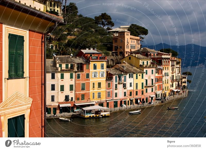 the village of portofino in the north of italy,l Ocean Mountain House (Residential Structure) Climbing Mountaineering Rope Nature Sky Clouds Tree Leaf Hill Rock