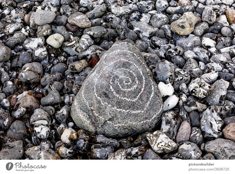 Stones on the beach Beach Spiral Deserted Nature Close-up Day Gray White Colour photo Pebble Central Coast Rock Landscape Calm Exterior shot