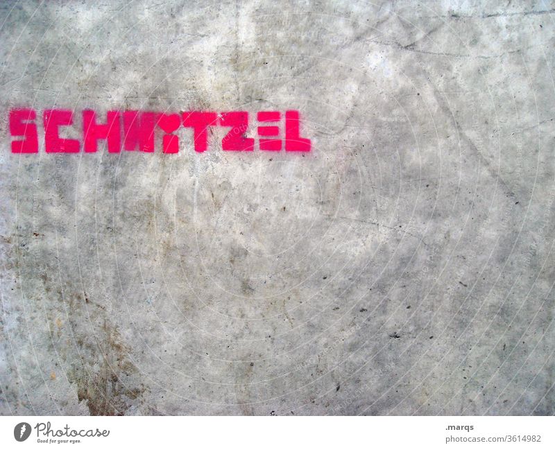 schnitzel Graffiti Characters Wall (building) Exterior shot Communicate Red Letters (alphabet) communication Escalope Eating Meat