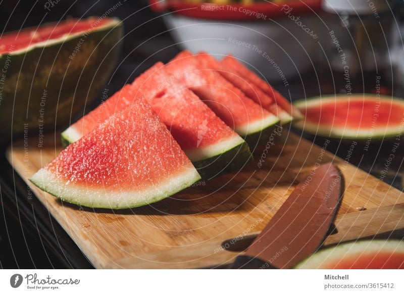 Fresh Watermelon Slices watermelon fruit summer juicy juice cutting board vitamin nutrition healthy food diet eat eating good eats sliced close up natural