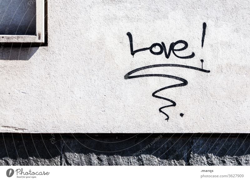 Love! Typography Graffiti Black White Wall (building) Positive