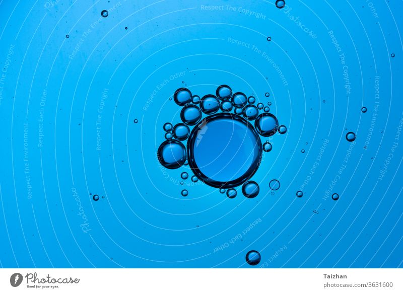 Gradient Oil drops in the water. Oil bubbles in water, round abstract drops. blue background creation fantasy fatty mixed planet purity tint droplet horizontal