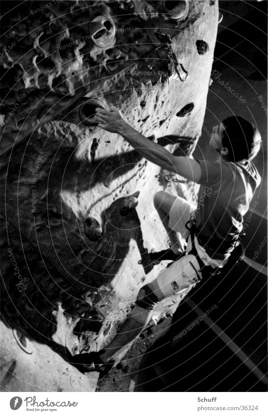 Climbing_02 Sports Extreme sports Rock Musculature Electricity Black & white photo
