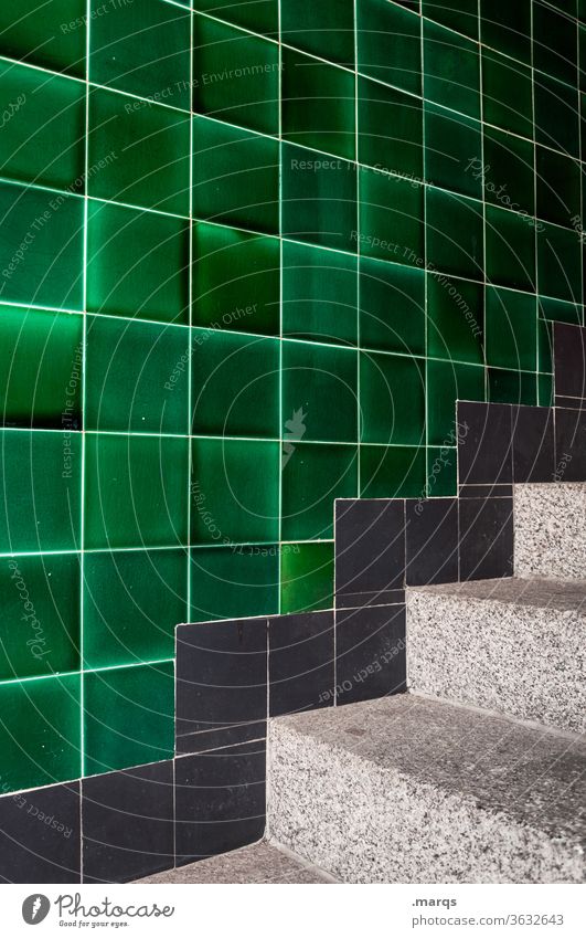 staircase Stairs Tile green Black Retro at home dwell stagger ascent