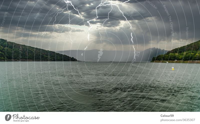 Edersee with Thunderstorms edersee lightning dangerous Summer thunderstorms impressive The atmosphere Clouds Horizon Thunderclap Water Wind Weather Sky Lake