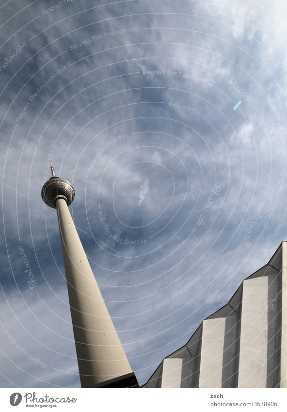 ups and downs Blue Sky blue Tall Tourist Attraction Architecture Tower Alexanderplatz Landmark Berlin TV Tower Capital city Television tower Downtown