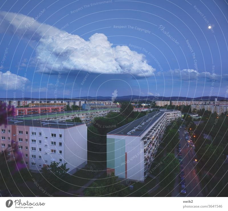 Moon Sheep blocks of flats Prefab construction GDR Architecture House (Residential Structure) built Town Concrete Gloomy High-rise Balcony Facade New building