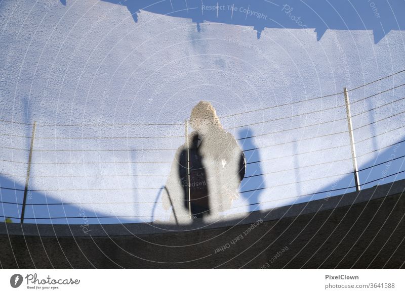 Shadow meeting Light and shadow Exterior shot people Blue Double exposure Abstract Experimental Structures and shapes