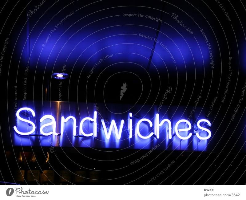 neon "sandwiches" Neon light Sandwich Light Bar Text Neon sign Nutrition Lighting Blue Characters Display