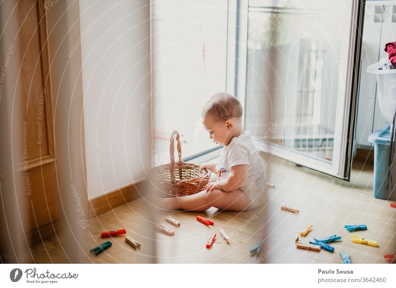 Child playing at home Baby babyhood Children's game Lifestyle Innocent innocence Interior shot Delightful Playing Sweet Joy Small Happiness Infancy Cute sensory