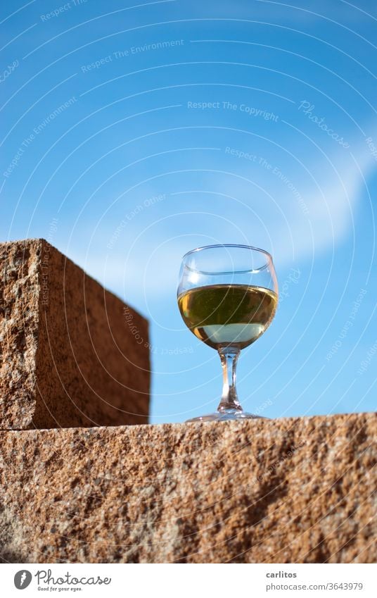 in vino veritas I Vine Glass Colour Stone Perspective Sky Blue Alcoholic drinks Wine glass Drinking Feasts & Celebrations Beverage Lifestyle Party