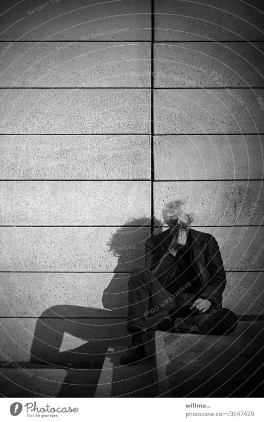 time-out Man White-haired Sit reflection Concentrate rest relax meditate Exhaustion Stress burnout Relaxation Human being Balance Fatigue Break Shadow stagger
