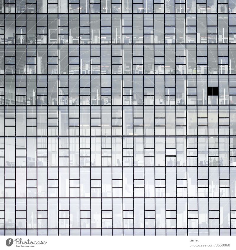 closed shop and an open window office space Glas facade Architecture Wall (building) built Closed Whimsical safeguarded Inspiration Window Parallel Gray urban