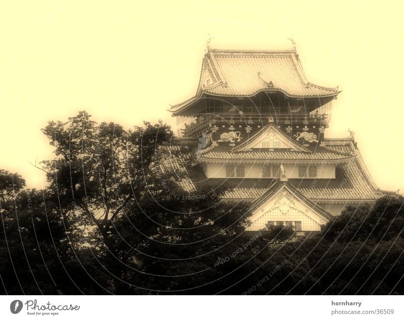 Osaka Castle Japan Pagoda House (Residential Structure) Roof Temple Architecture blur