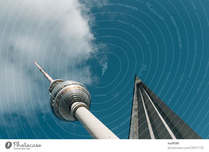 Tower with beam and cloud Berlin TV Tower Television tower Alexanderplatz Berlin Centre Downtown Berlin Capital city Manmade structures Tourist Attraction Town