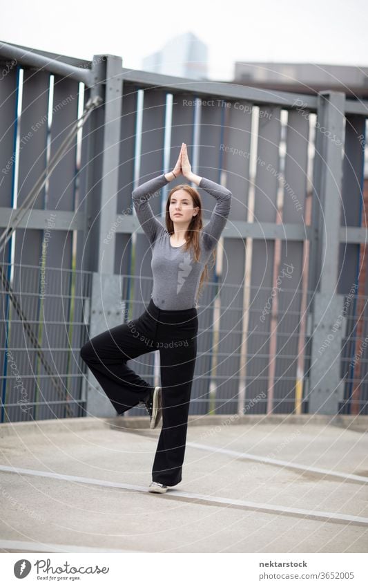 Full Length Portrait of Female Dancer in Pose female dancer modern dance street dance sidewalk one person girl young woman caucasian ethnicity youth culture