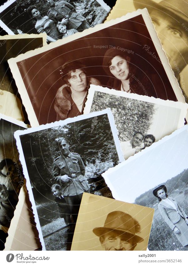 back to the roots | family Family Photos Family photos family album Grandparents Black & white photo Sepia 20s Hat Wehrmacht uniform Analog Old Photography Past