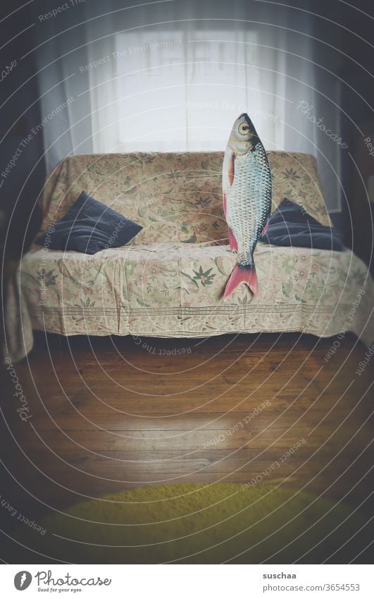 fish sitting on a sofa. date with fish Film worthy Funny Idea History of the Whimsical Strange Crazy Remixcase Fish Sofa Date Living room Absurdity bollocks