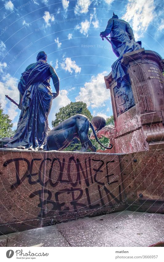Decolonize Berlin Monument Smeared Bismarck Colour decolonize Action Sky