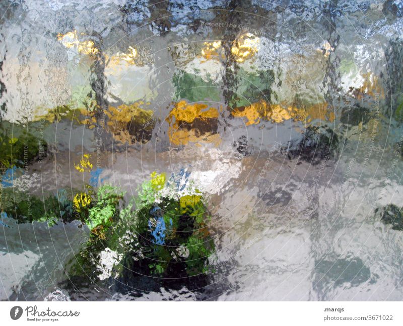 The world through frosted glass Frosted glass Colour Abstract Structures and shapes background Green Yellow Black Gray Brown White
